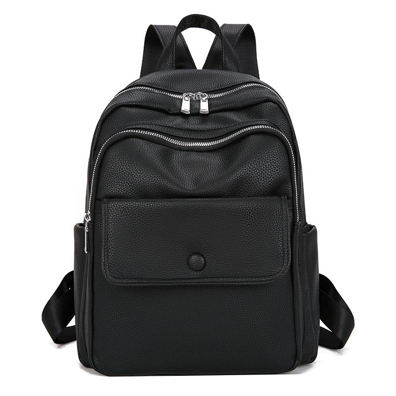 Schoolbag Backpack Women's Korean Edition 1011 Autumn New Fashion PU Personality Women's Travel Backpack Trendy Student School Bag