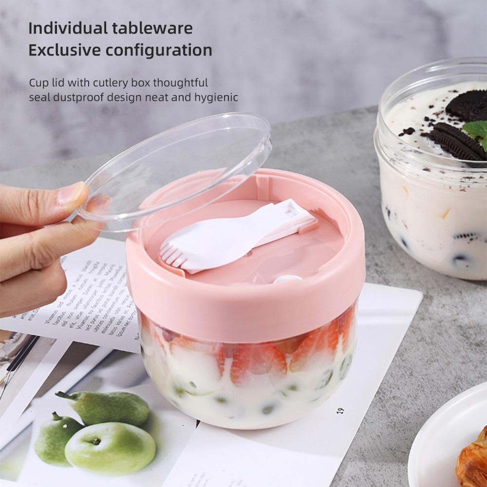 Food Grade Oatmeal Cup With  Spoon Yogurt Jar Stackable Design Breakfast Mug  Travel Use
