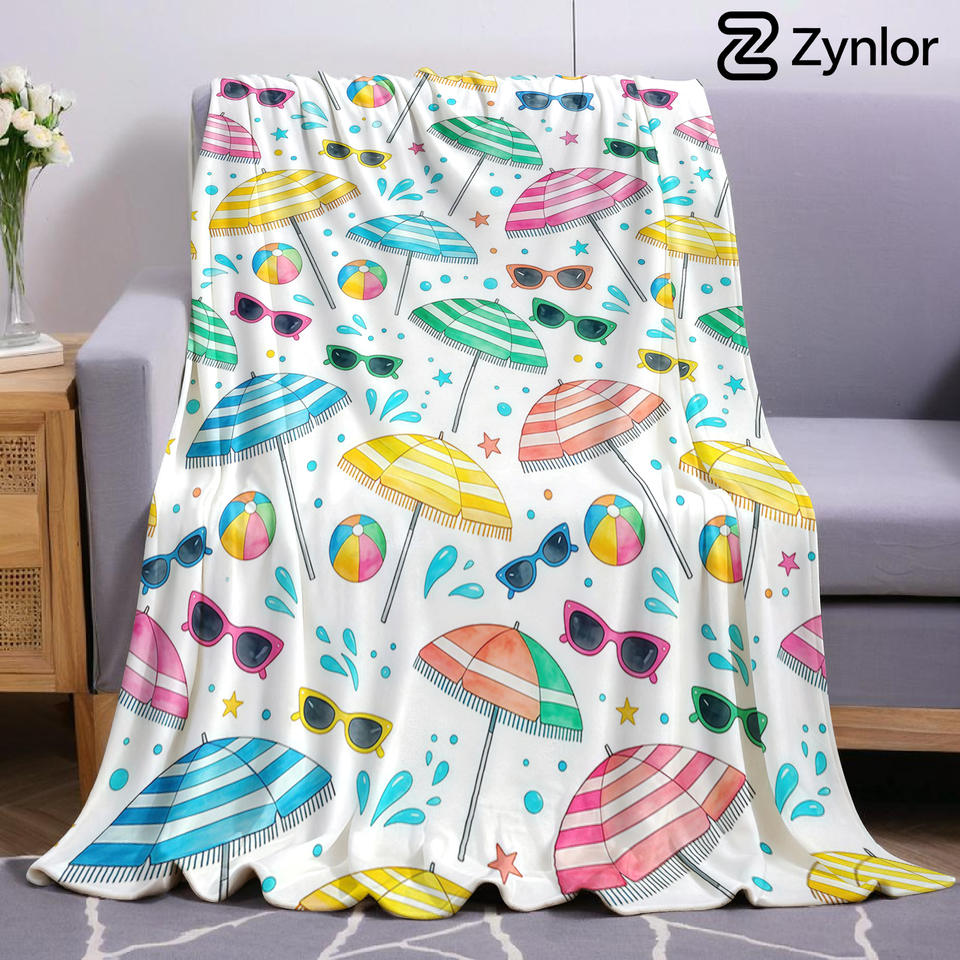 Summer Beach Umbrella Lightweight Microfiber Soft Christmas Fleece Blanket Warm Cozy Throw for Bed Sofa Office Travel All Season