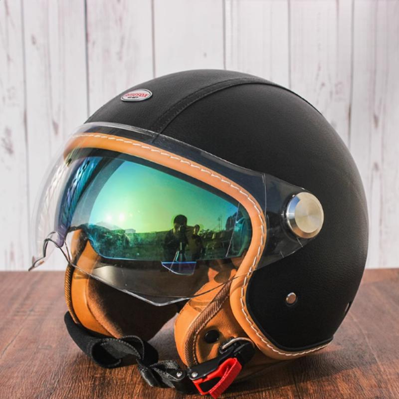 Newest Retro Motorbike Helmets DOT 3/4 Open Face Motorcycle Vintage Chopper Bike Cascos Scooter Capacete De Moto