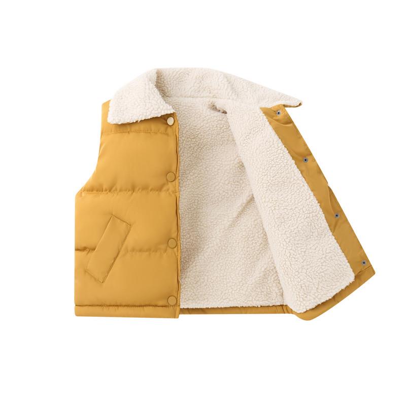 Children's Lamb Wool and Cotton Vest for Fall/Winter - Fashionable Solid Color for Boys and Girls