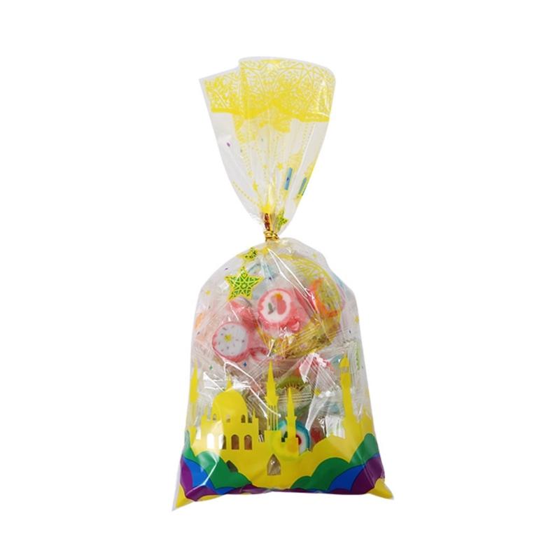 100pcs Eid Mubarak Gift Bags with Rope Moon Stars Biscuits Packaging Holder