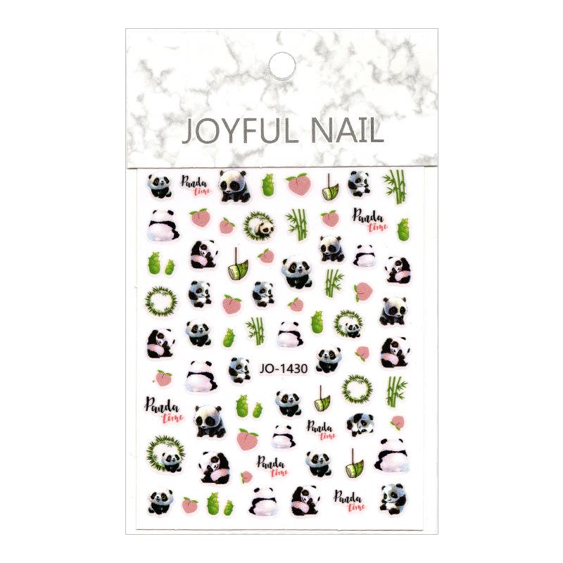 3D Národní styl Panda & Bambusové samolepky na nehty
