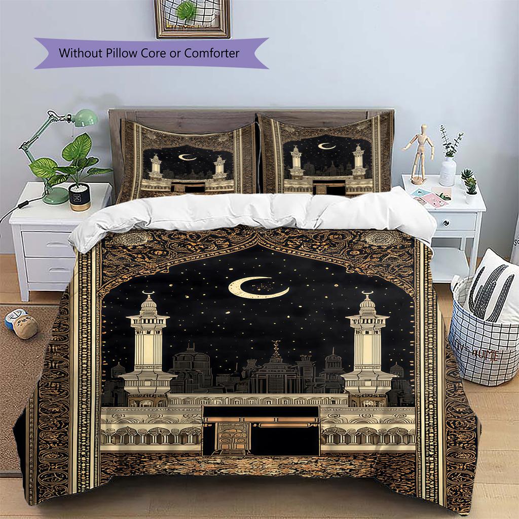 Muslimisches Muster Bettwäsche, Bettdecken-Set Bettdeckenbezug Kissenbezug Zuhause Geburtstagsgeschenk (1 Bettbezug + 2 Kissenbezüge, ohne Füllung)