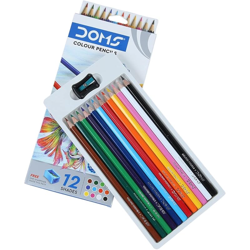 

Doms 12 Shades Color Pencils | Hexagonal Shaped Body For Comfortable Grip | Bright & Playful Colors | Free Sharpner With 1 count (Pack of 48)