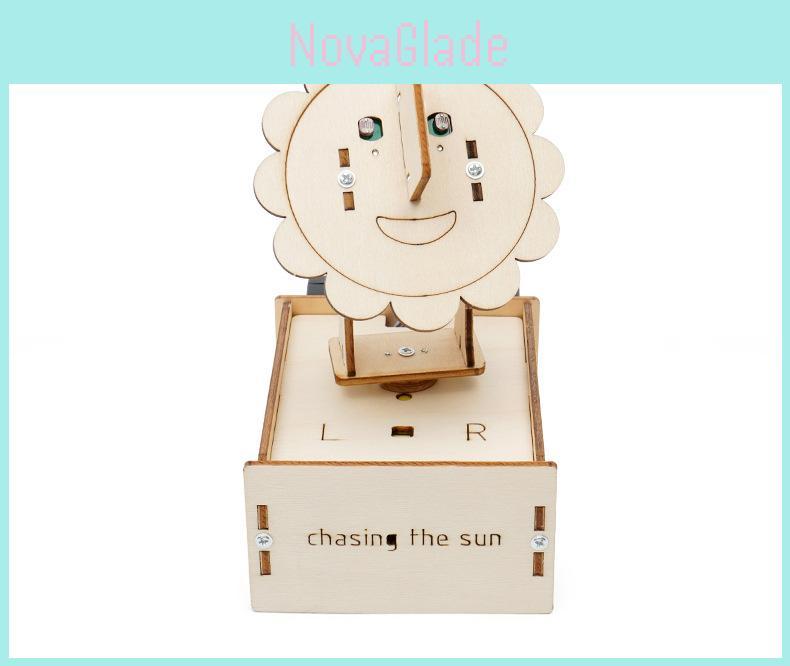 Educational Diy Wood Solar Powered Sun Model Stem Material Kit For Kids Aged 8 And Up