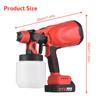 Cordless Paint Sprayer 21V Max Battery Electric Tools Paint Sprayer with 4 Copper Nozzles 3 Spray Patterns 800ml