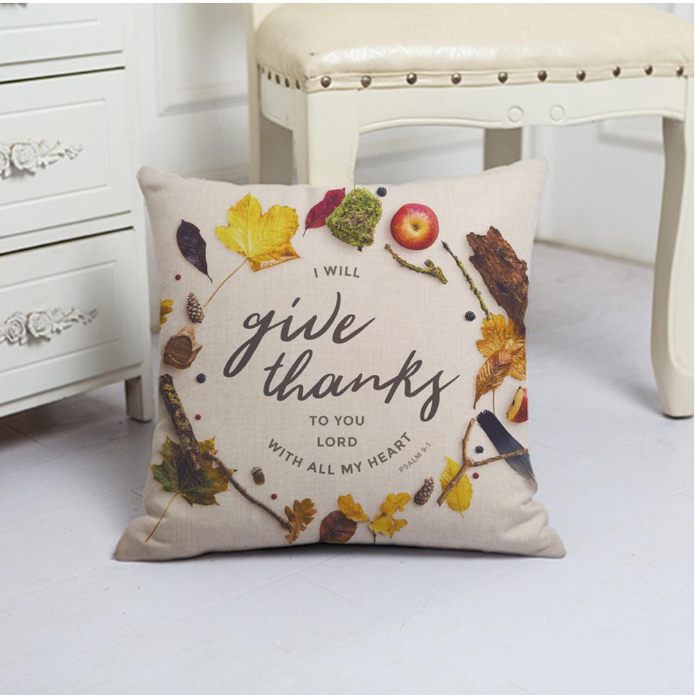 White Pumpkin Thanksgiving Garland Flax Pillow Case European and American Fashion Home