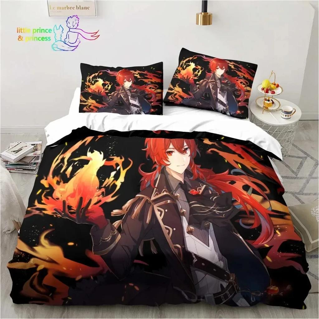 Genshin Impact Anime Bedding Set 3D Printed Suitable For Bedroom Duvet Cover Set With Pillowcases Kids Home Textile