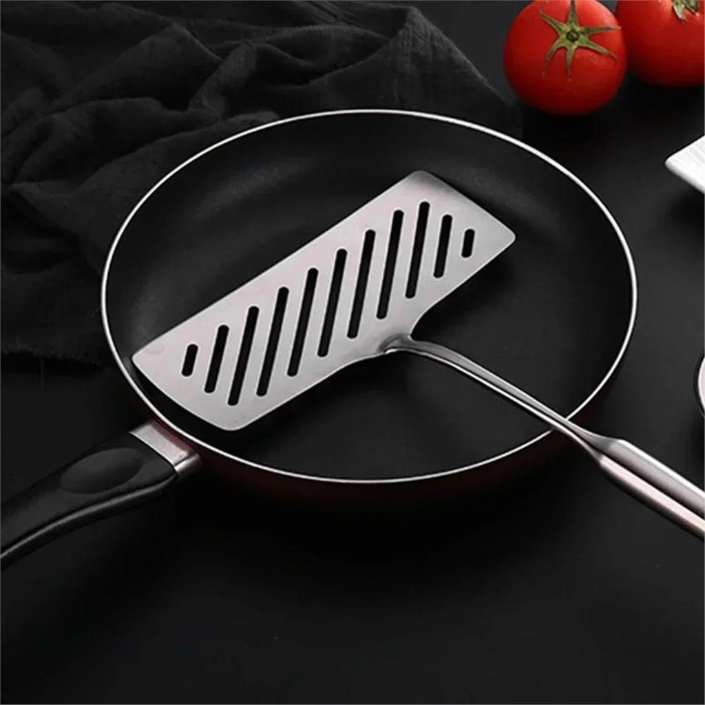 2026 New 304 Stainless Steel Extra Wide Fish Spatulas Steak Shovel Fish Turner Slotted Beveled Kitchen Cooking Utensils