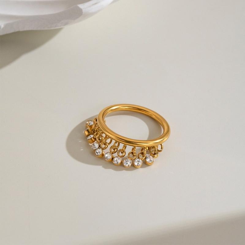 Fringe Finger Ring for Women with Clear Stone Detail, Statement Jewelry for Parties, Date Nights and Gift Giving