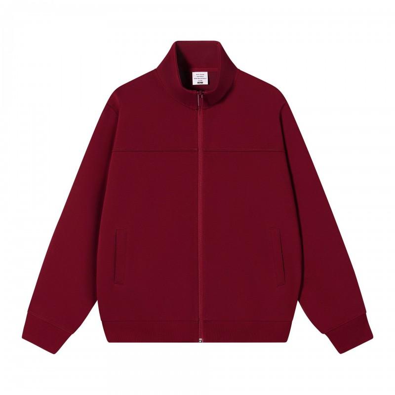 Mens 380g Heavyweight Cotton Zip-Up Sweatshirt Stand Collar Casual Streetwear Jacket