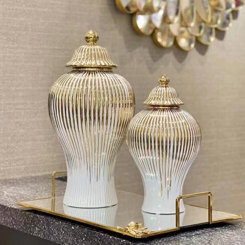 Ceramic vase storage jar General's jar vase Creative minimalist electroplated gold ceramic vases Hotel decor Wedding home crafts