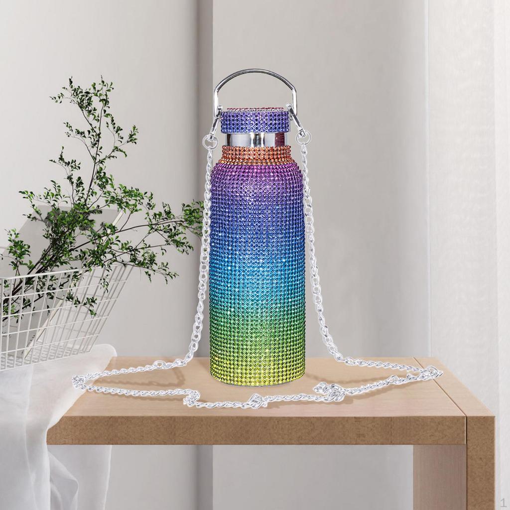 Bottle with Chain 500ml Glitter Vacuum Mug for Travel Drinking Kettle