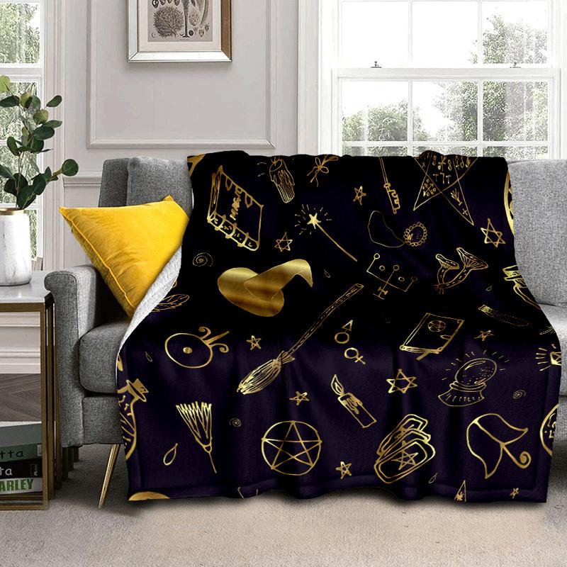 1pc Witchcraft Symbols Pattern Cartoon Blanket,Portable Throw for Travel & Camping, All Season Cozy Blanket,Ideal Gift