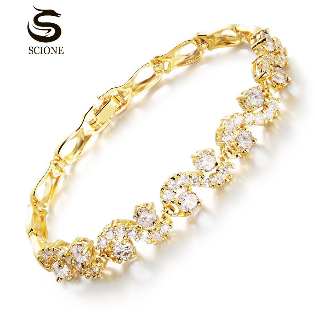 SCIONE Fashion Platinum Gold Bracelet Gold Ladies Accessories