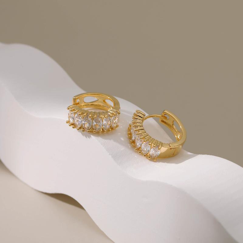 Women S Zirconia Hoop Earrings Minimalist Luxury Full Diamond Fashion Jewelry