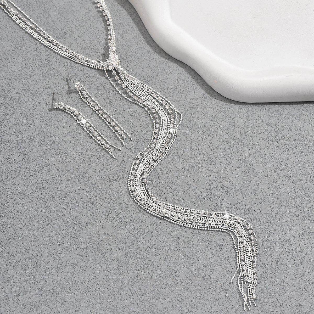 

Новый элегантный женский комплект изысканная цепочка-коготь преувеличенное модное ожерелье длинные серьги-капли цепочка на шею вечерние свадебные аксессуары 41CM серебряный