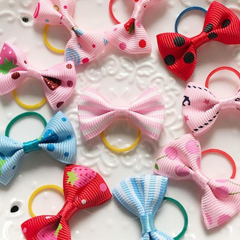 5 Pcs Random Color Pet Cat Dog Hair Rubber Belt Headwear Beauty Accessories Dress Up And Accessories