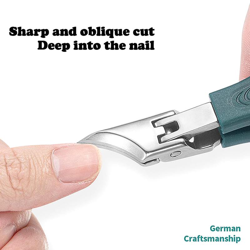 Slanted Nail Clipper Oblique Blade Ingrown Toenail Clipper Anti-Splash Wide Jaw Opening Hard Nails Curved Blade Manicure Tools