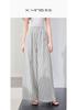 High waisted striped straight leg wide leg pants with crotch covering