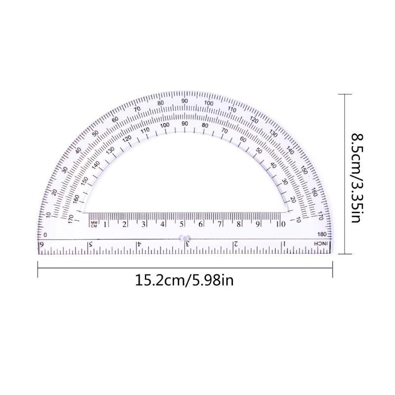 W89C 5Pcs Clear Plastic Protractor 6Inch Protractors 180 Degrees Math Protractors for Kids Students School Geometry Drafting China Mainland