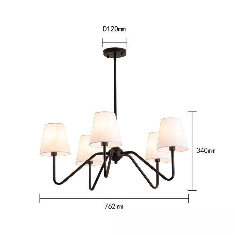 European-style New Retro LED Chandelier Fabric Lampshade Indoor Home Living Room Dining Room Decorative Lighting