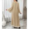 Patchwork White Lace Trim Crew Neck Split Flowy Midi Dress, Popular in Middle East Dubai for Women