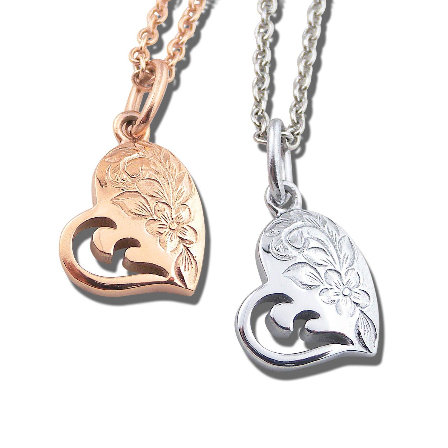 

[Aloha lokahi] Hawaiian Jewelry Accessories Pair Necklace Stainless Steel Surgical Stainless Steel Heart Plumeria Rose Gold Stainless Silver Curb