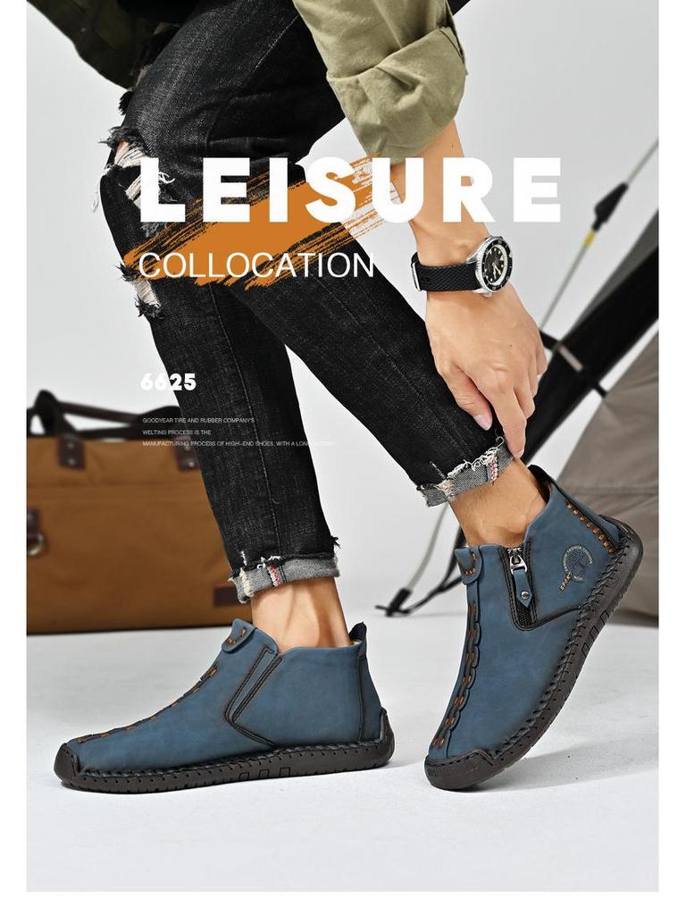 Herren Übergröße Reißverschluss Martin Boots - Herbst/Winter Lässig Outdoor Handgefertigt Genähte Stiefel