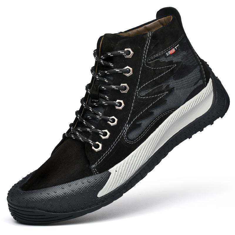 

Весенние и осенние мужские туфли, новые кожаные мужские туфли в британском стиле, универсальные повседневные кожаные туфли средней высоты, модные уличные спортивные ботинки Martin 38 чёрный