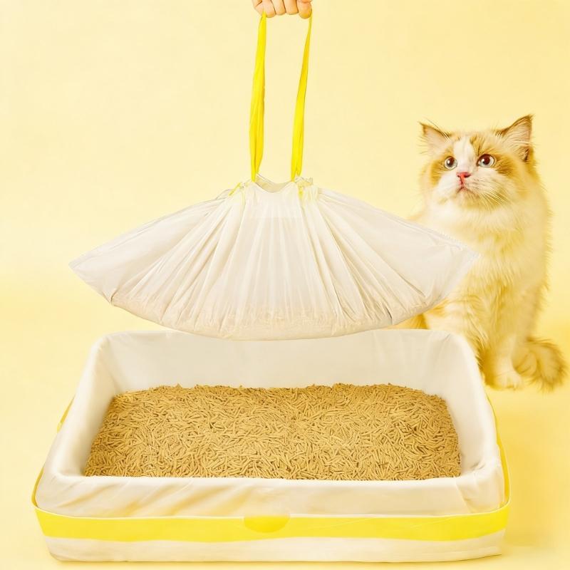 Waste Bags for Cats Litter Pan for Cats Litter Box Large Drawstring Bags Thick Cats Poop Bag for Cats Litter Box