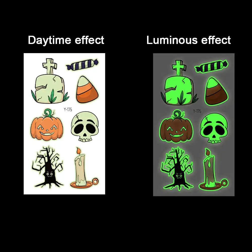 Spider Temporary Tattoo Sticker Realistic Waterproof Design Semi-Permanent Glow-in-the-darkScary Fake Tattoo for Halloween