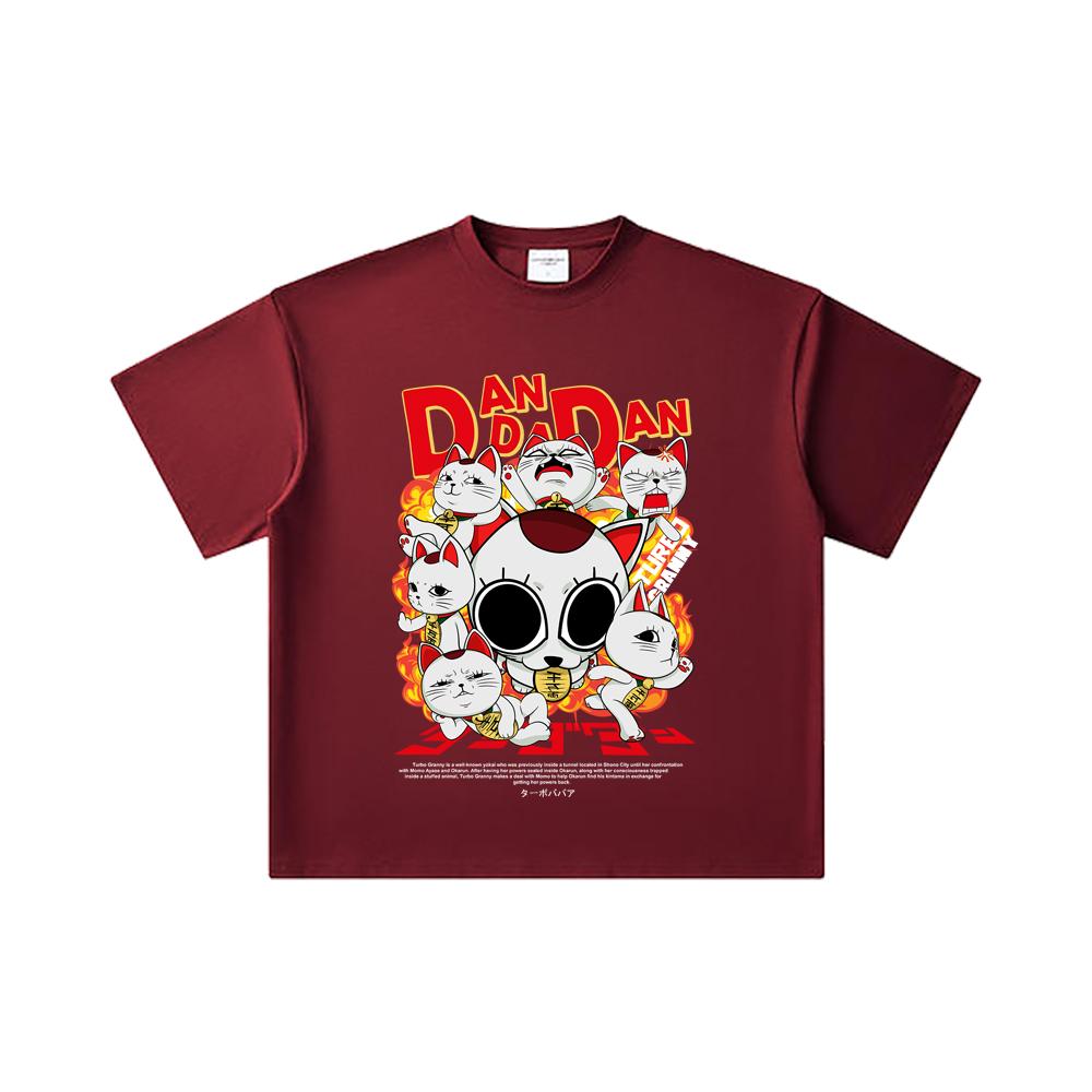 

260 GSM Double Yarn 32 Count 100% Cotton Dandadan V12 Turbo Granny Print Unisex Heavy Cotton T Shirt 2XL вина червоного кольору