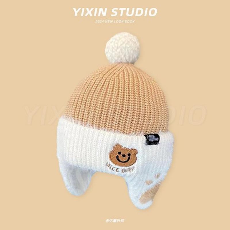 Children's Ear Caps Knitted Autumn and Winter Warm Boys and Girls Winter Windproof Versatile Pullover Baby Wool Hat