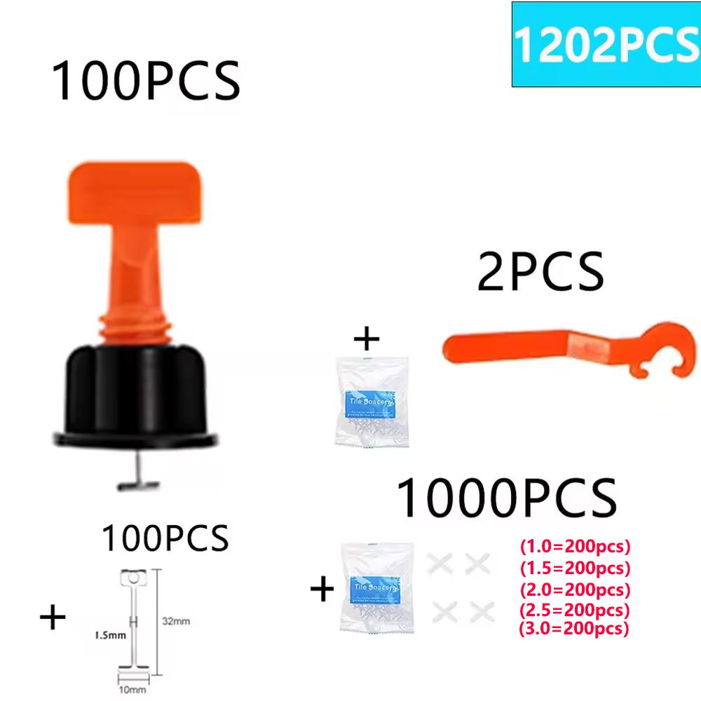 50–1353 Stück Bodenfliesen-Nivelliersystem-Clips Leveler Adjuster Bauwerkzeug-Set Fliesenwandverlegung Manuelle Werkzeuge Locator Spacer