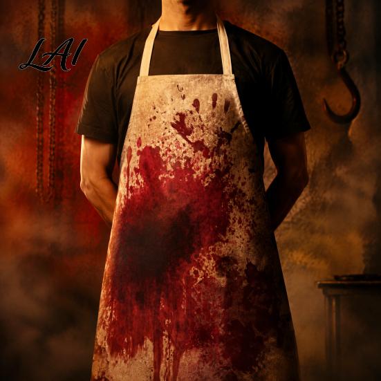 Spooky Kitchen Decor Halloween Butcher Apron with Realistic Blood Stain Washable Protective Work Apron Cosplay Devil Outfit Horror Costume Prop for