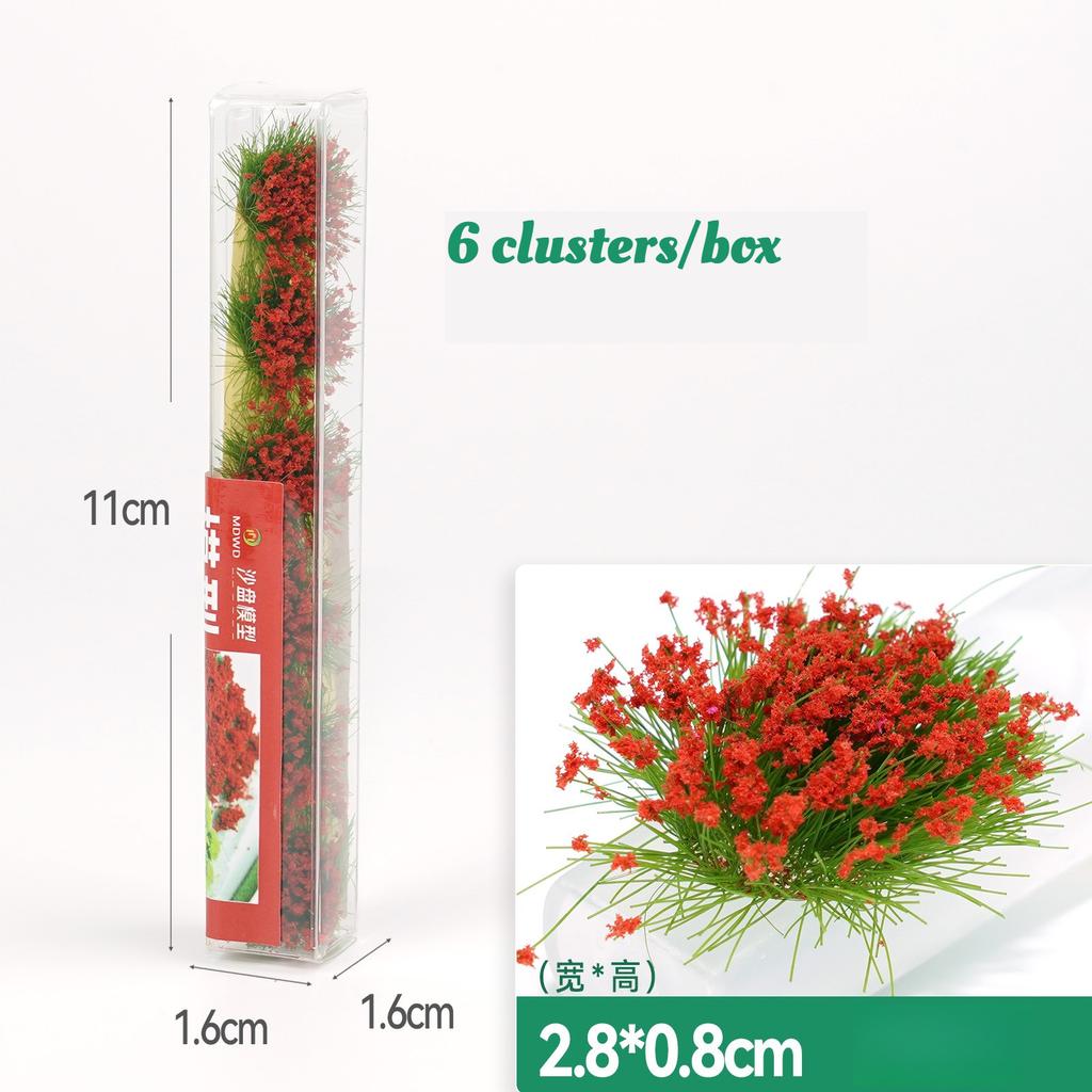 6 Stück/Karton Miniatur-Blütenbüschel für Modelle, Feine Handwerkskunst für Architektur-Eisenbahn-Dioramen, Sammlerstück-Dekoration für Mikrolandschaften