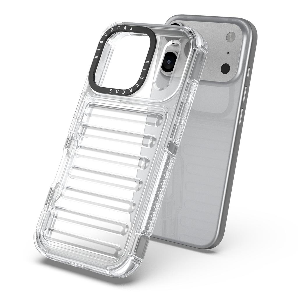 For iPhone 17 Pro Case Stripe Design Anti-Slip Detachable TPU+PC Phone Cover