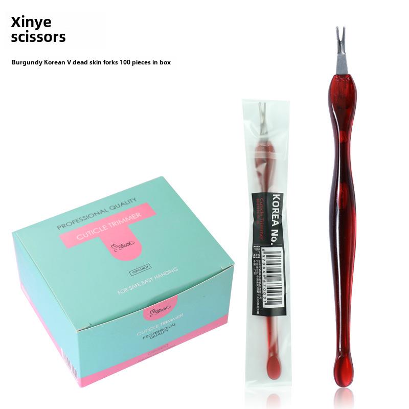 Nail Art Cuticle Remover Tool: Deep V Fork for Dead Skin and Manicure