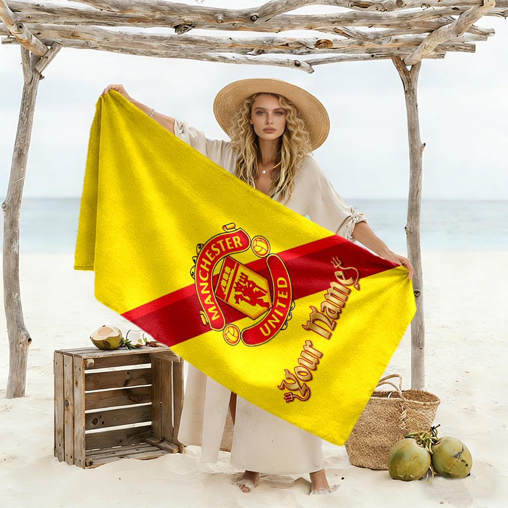 Manchester Customize Text Beach Towel Quick-Dry Soft Microfiber