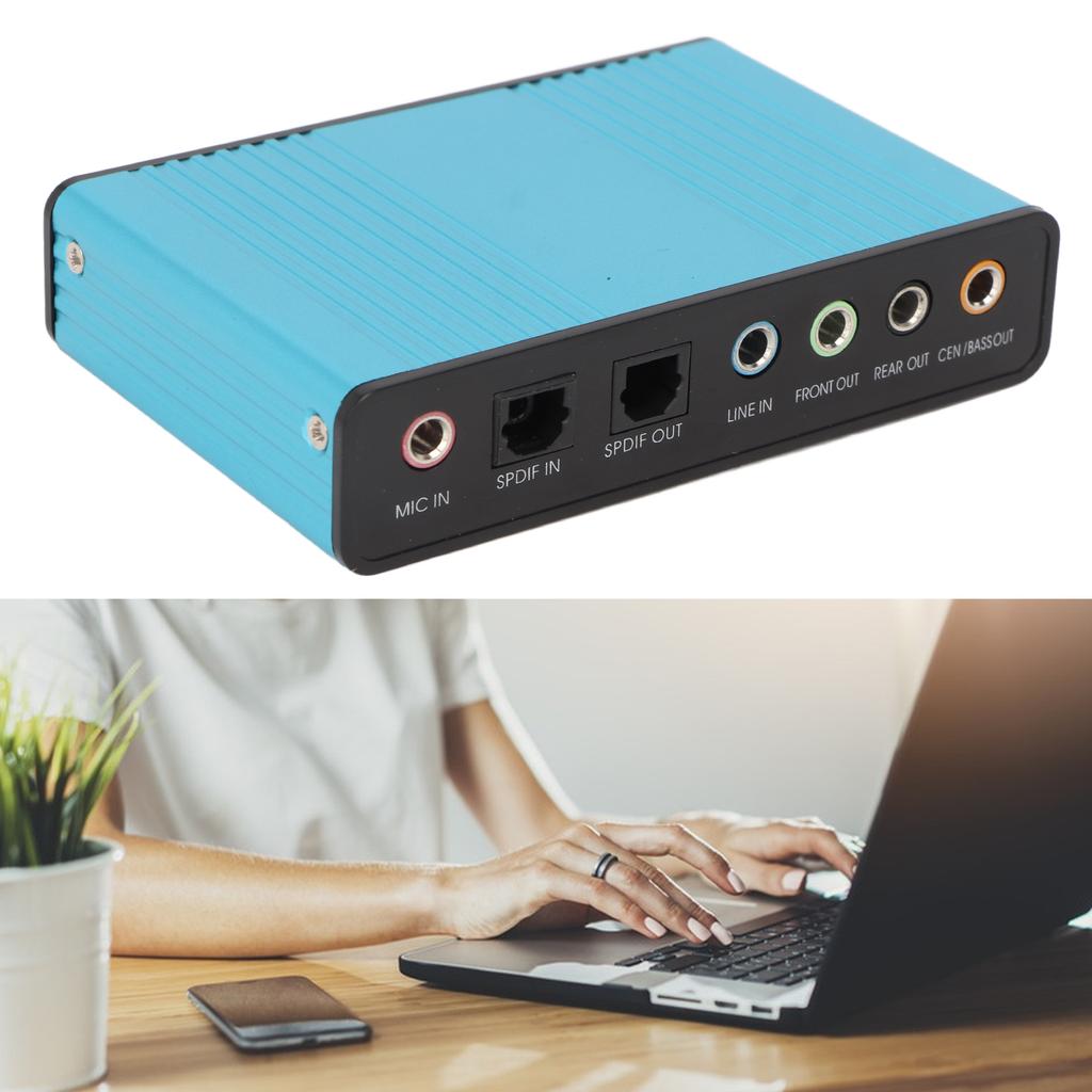 USB Sound Card 6 Channel 48kHz Sampling Rate Analog Play Recording External Sound Card for PC Laptop Computer