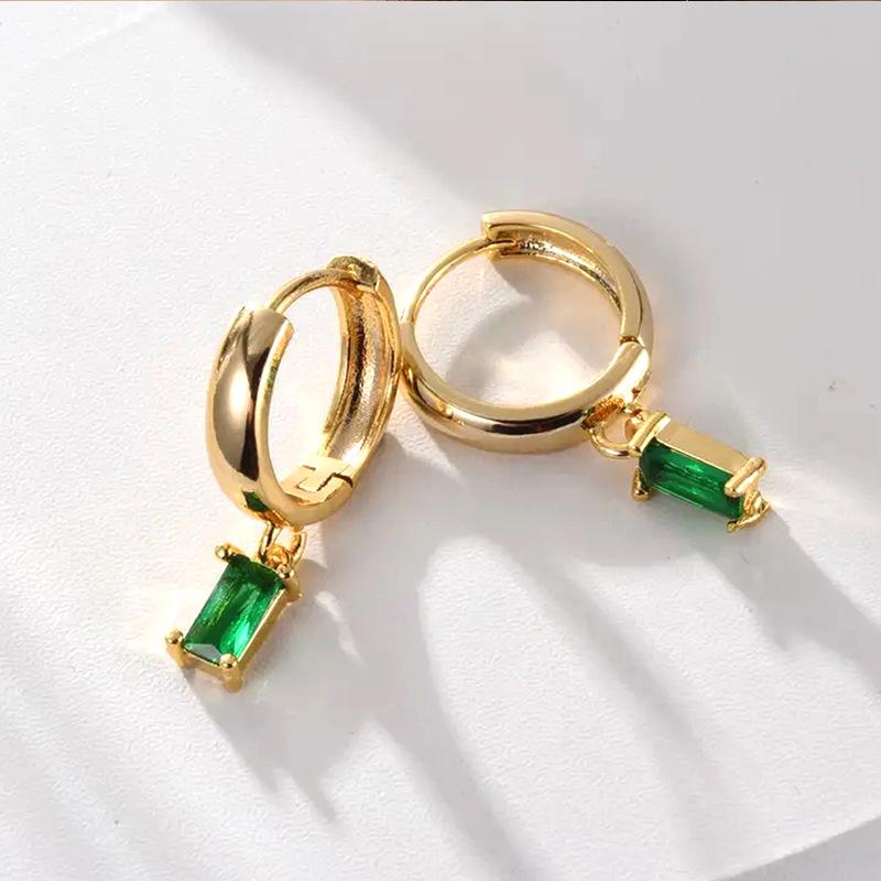 Korean Internet Celebrity Exquisite Earrings Alex Same Rectangular Earrings, Simple Super Flash Exquisite Women'S Ear Buckle