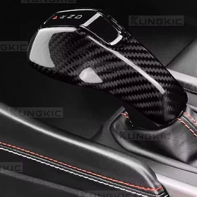 For Dodge Charger 2024-2027 LHD Real Hard Dry Carbon Fiber Gear Shift Knob Cover Trim Sticker Anti-Scratch Wear-Resistant Decor