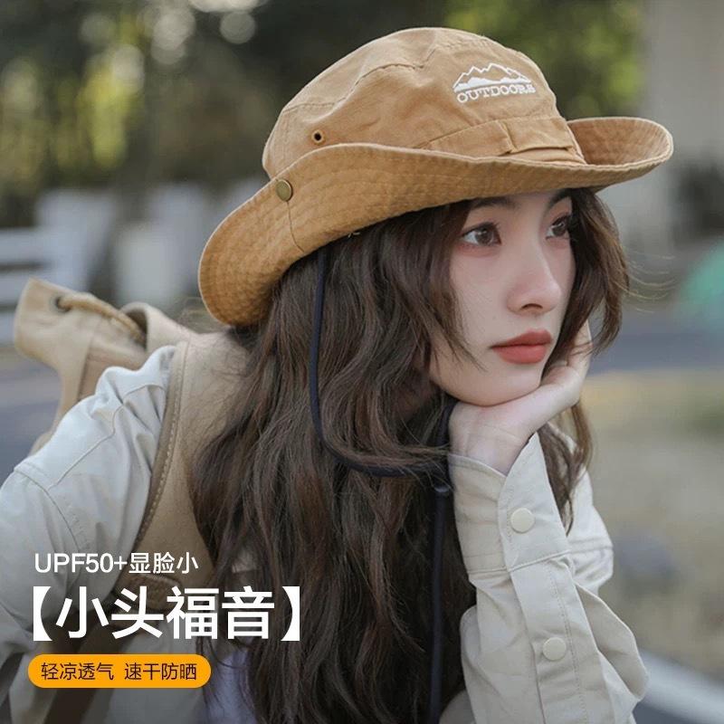Popular Outdoor Retro Bucket Hat Summer Hiking Fishing Sun Protection Sun Hat Mountaineering Shade Western Cowboy Hat