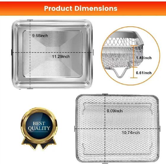 Сменная решетка для аэрофритюрницы для тостера-аэрофритюрницы с конвекцией Cuisinart TOA-28 AFR-25, 11,3 * 9,7 дюйма, антипригарная сетка для аэрофритюрницы из нержавеющей стали