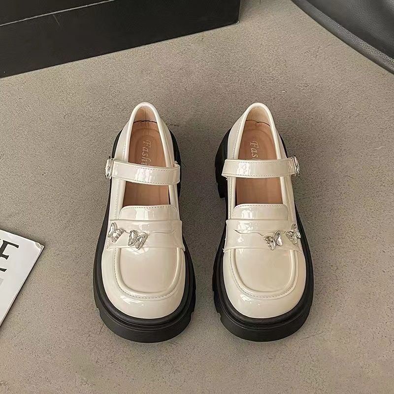 Height-increasing small leather shoes women's 2025 new summer black platform Mary Jane retro with skirt French light mouth single shoes
