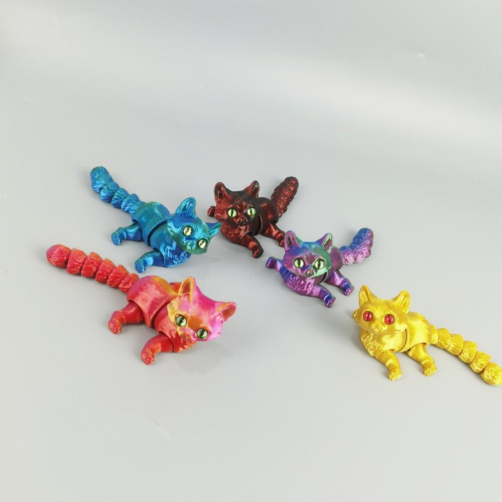 

Мультяшная фигурка кота, напечатанная на 3D-принтере, с подвижными суставами - Креативная и милая игрушечная фигурка 12CM Small, Bagged