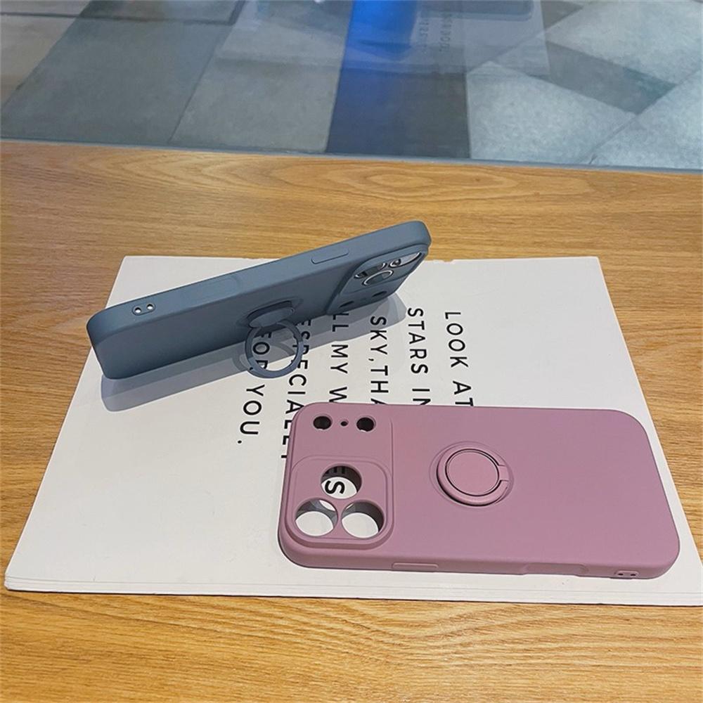 For iPhone 17 Air 16 15 14 13 Plus Pro Max With Ring Holder Stand Shockproof Case colorful luxury Silicone Soft Back Cover