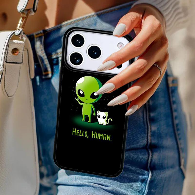 Cartoon Alien Phone Case For iPhone 17 Air 14 15 13 12 Max Cover For Apple 14 15 16 16e 11 Pro Max Plus Coque